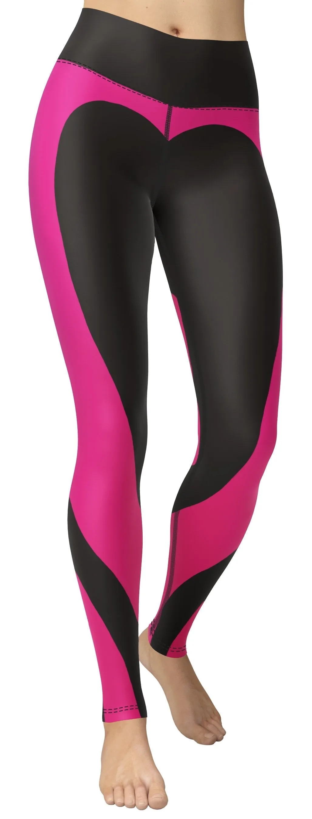 Black & Pink Heart Shaped Yoga Leggings