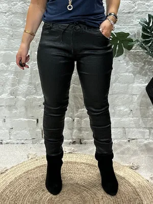 Boy Friend Elastic waist PU Magic Jeans With Pockets By Miss RJ