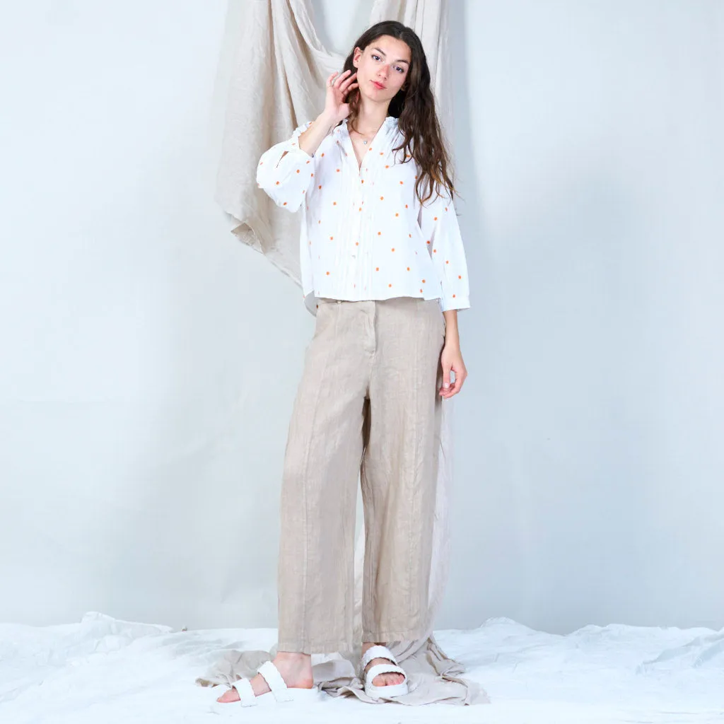 Casual linen pants with solid color wholesale