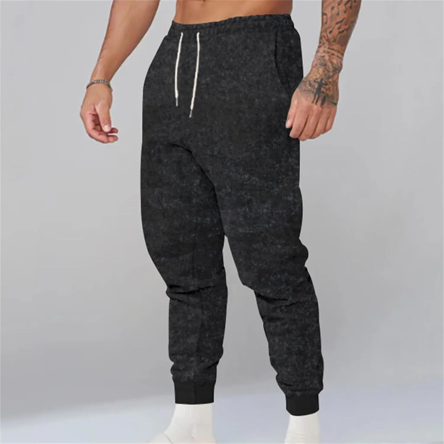 Casual Pants for Men Sports Wide Tube Leg Pants Elastic Mens Pants Slim Fit Spring Autumn