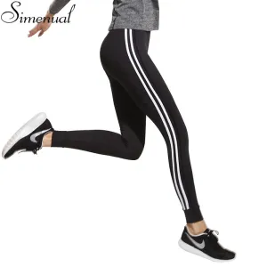 Fitness athleisure women leggings 2018 new arrival striped slim splice black long leggins clothes ladieswear legging ladieswear