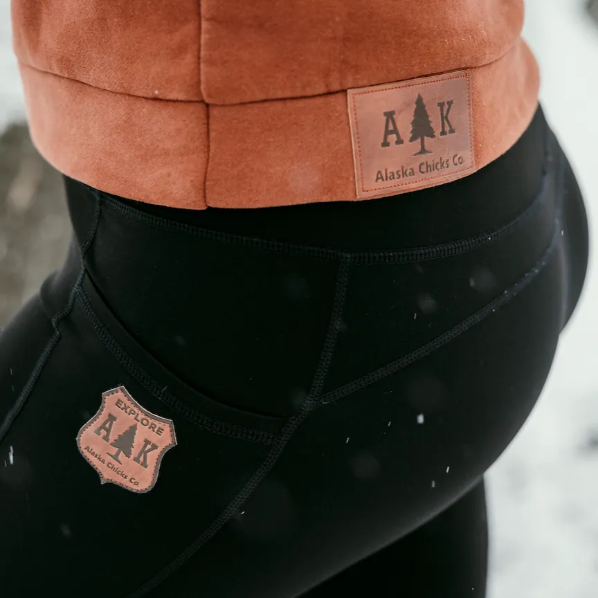 Leather Shield Patch Athletic Leggings