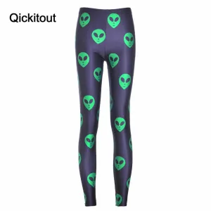 New Crazy Sale woman leggings Fashion polainas extraterrestrial Digital Print Slim Black Pencil Pants Fitness legging Free ship