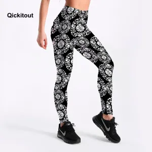 Qickitout 2018 Women Leggings Black Printed Leggings Summer Style Soft Skin Material Long Women Leggins Geometric Simple Pants